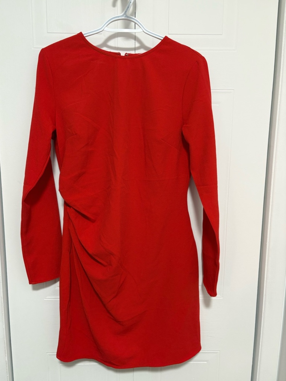 Women’s Red Long-Sleeve Draped Dress
